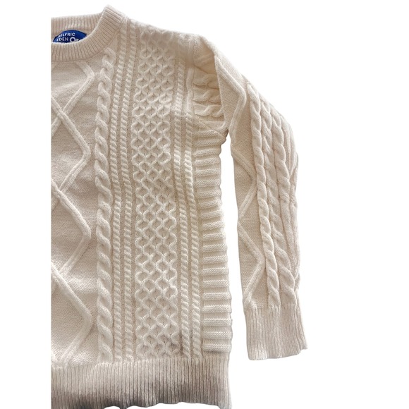Aelfric Eden Cream Cable Knit Fisherman's Sweater Crewneck Pullover Men's SzM - Picture 3 of 9